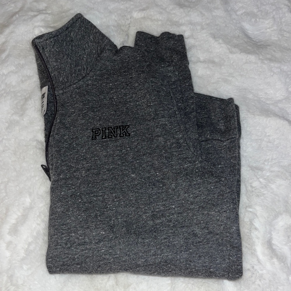pink quarter zip sweatshirt